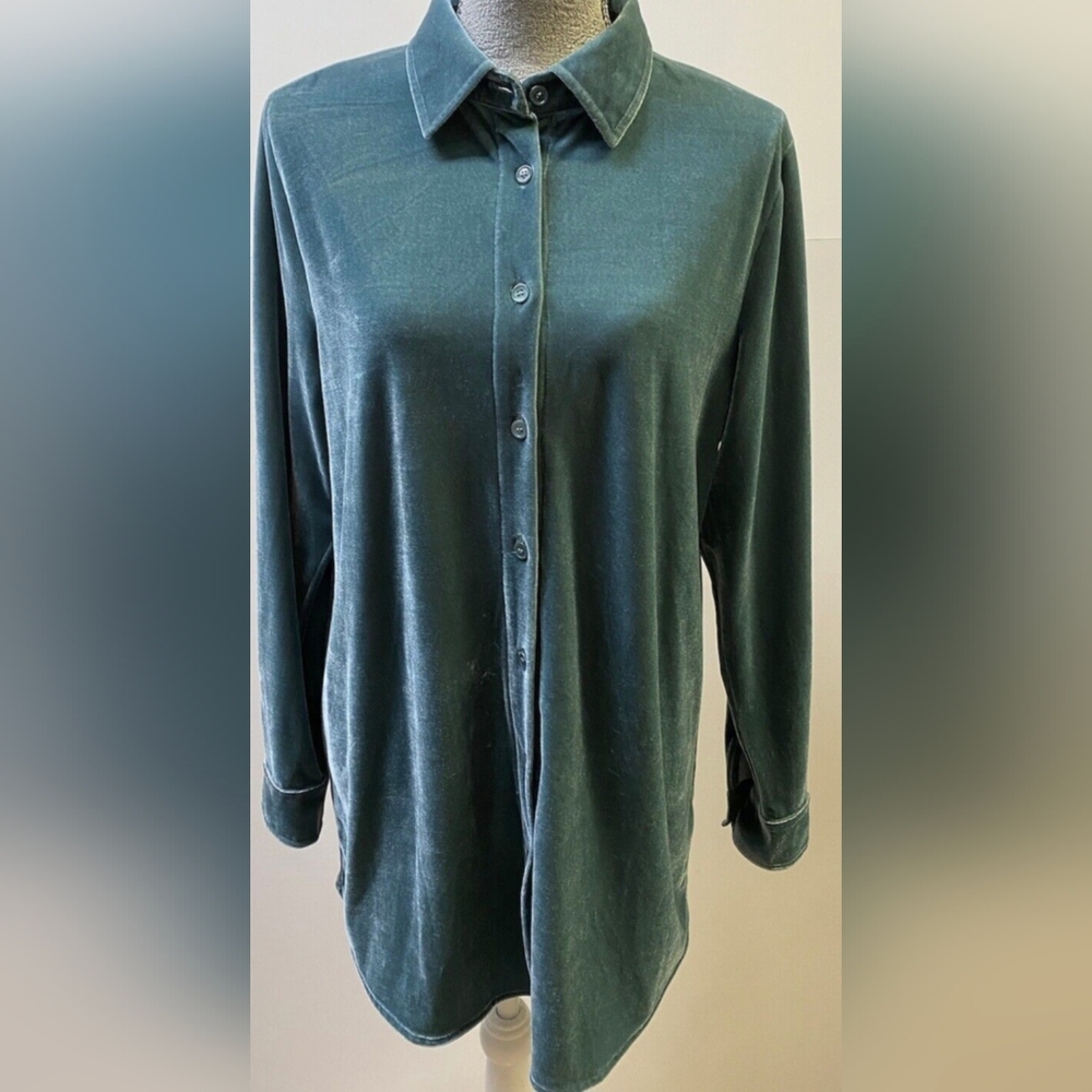 Gorgeous Soft Surroundings Long Sleeve Velvet Boyfriend Tunic Party Office XSP